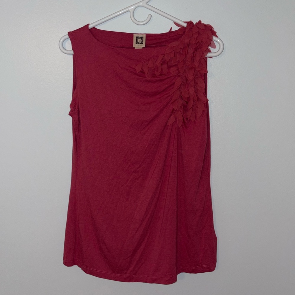Anne Klein Pink Tank Top with Floral Accent